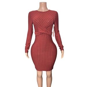 Elegant Red Striped Dress